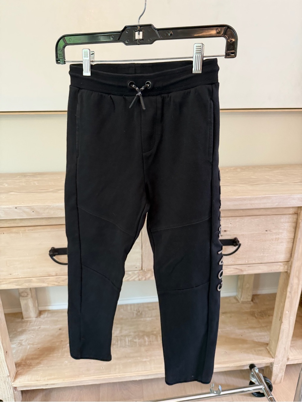 Zara Boys Black Jogger Pants with Side “Goal Maker” raised Graphic